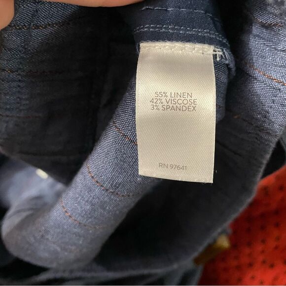 J. Jill Navy Blue Wide Leg Cropped Linen Pants - Picture 4 of 5